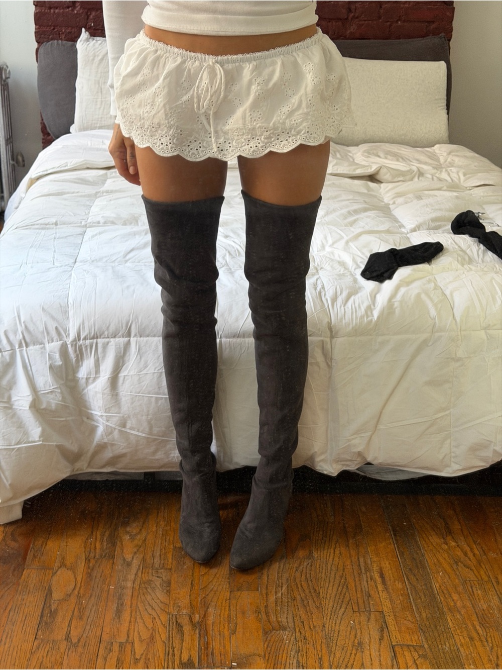Stuart Weitzman Over-the-Knee Suede Boots in Charcoal